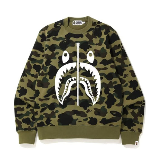 BAPE 1st Camo White Shark Crewneck